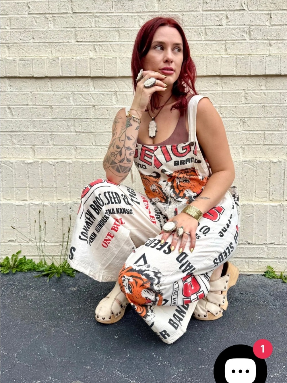 NWT Tiger Wide Leg Sack Overalls- One Size Fits Most #0037 & #0066 - Picture 4 of 9